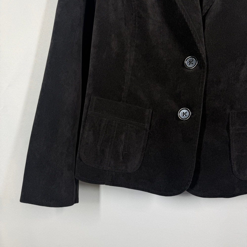 Studio Works | Black Velvet Blazer Jacket Two Buttons Pockets Women's Size 10 - Picture 2 of 9